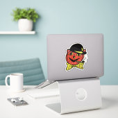Retro Art Jack-O-Lantern Kat Halloween Pompoen Sticker (Laptop op bureau)