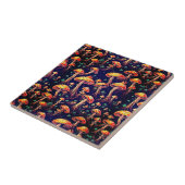 Retro Art Mushrooms - Bioluminescent Dreamscape Tegeltje (Zijkant)