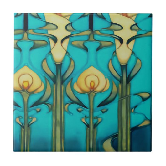 Retro, art nouveau, art design, , glass art, t tegeltje (Voorkant)