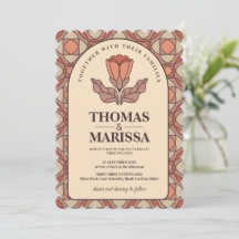 Retro Art Nouveau bloem uitnodiging voor bruiloft 