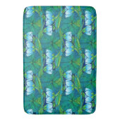 Retro Art Nouveau bloemmotief met waterlelieblad Badmat (Voorkant Verticaal)