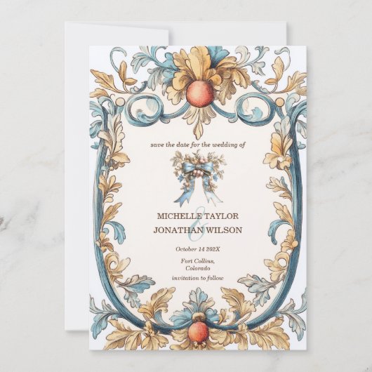 Retro Art Nouveau Botanical Save the Date Kaart (Voorkant)