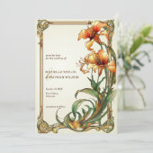 Retro Art Nouveau Botanical Save the Date Kaart (Staand voorkant)