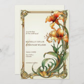 Retro Art Nouveau Botanical Save the Date Kaart (Voorkant / Achterkant)