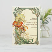  Retro Art Nouveau Botanical Save the Date Kaart (Staand voorkant)