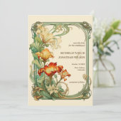  Retro Art Nouveau Botanical Save the Date Kaart (Staand voorkant)