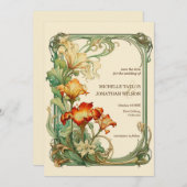  Retro Art Nouveau Botanical Save the Date Kaart (Voorkant / Achterkant)