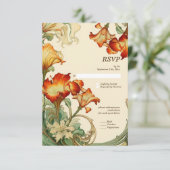  Retro Art Nouveau Botanische RSVP (Staand voorkant)