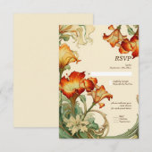  Retro Art Nouveau Botanische RSVP (Voorkant / Achterkant)
