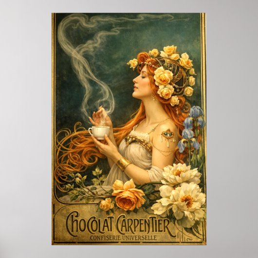 Retro Art Nouveau Chocolate Ad  Poster (Voorkant)