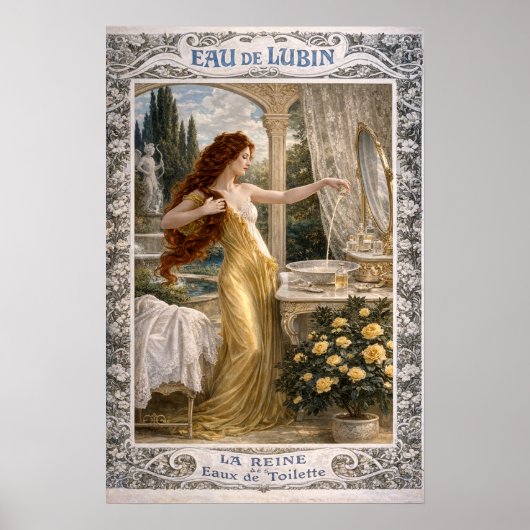 Retro Art Nouveau French Perfume Advertisement Poster (Voorkant)