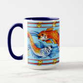 Retro Art Nouveau Karper Vis Fries Patroon Mok (Links)