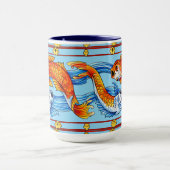 Retro Art Nouveau Karper Vis Fries Patroon Mok (Midden)