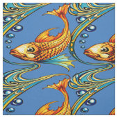 Retro Art Nouveau Koi Vis Patroon Stof (Swatch)