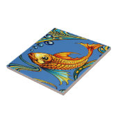 Retro Art Nouveau Koi Vis Patroon Tegeltje (Zijkant)