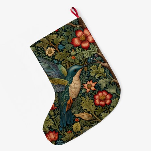 Retro  art nouveau kolibrie grote kerstsok (Achterkant (Hangend))