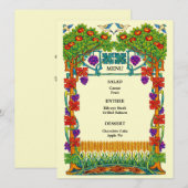 Retro Art Nouveau Trouwmenu Menu (Voorkant / Achterkant)