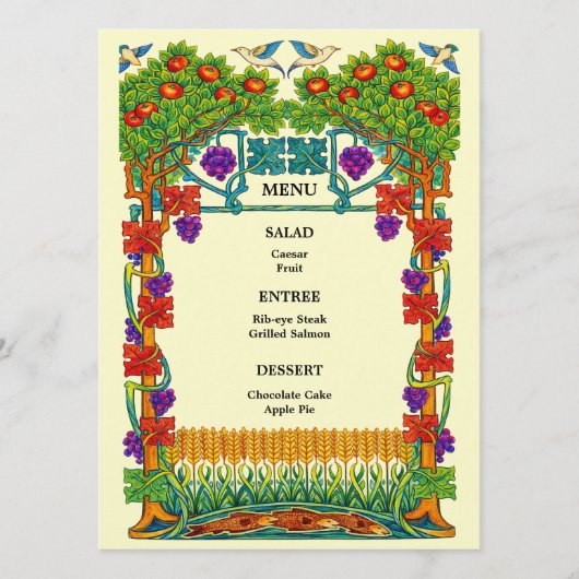 Retro Art Nouveau Trouwmenu Menu (Voorkant)