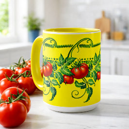 Retro Art Nouveau Tuin Tomaten Fries Patroon Mok