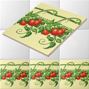 Retro Art Nouveau Tuin Tomaten Fries Patroon Tegeltje