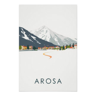 Retro Art Noveau Arosa Swiss Travel Perfect Poster