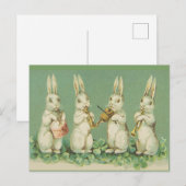  Retro Art Paashaas Bunnies Orchestra Feestdagenkaart (Voorkant / Achterkant)