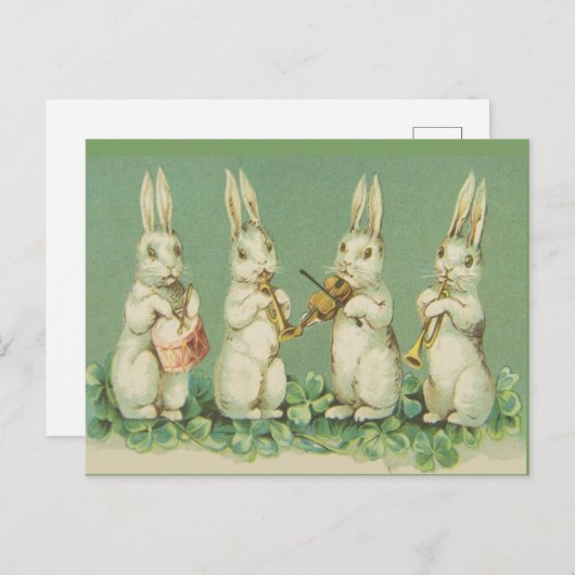  Retro Art Paashaas Bunnies Orchestra Feestdagenkaart (Voorkant / Achterkant)