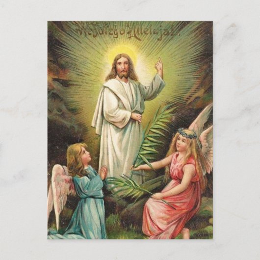 Retro Art Polish Easter Wesołego Alleluja! Feestdagenkaart (Voorkant)