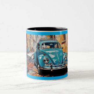 Retro Art Print voor klassieke autoliefhebbers Tweekleurige Koffiemok