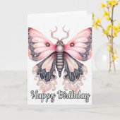 Retro Artistic Butterfly Design | Gelukkige verjaa Kaart (Gele Bloem)