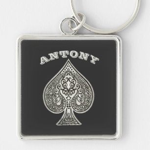 Retro Artistic Poker Ace of Spades Personalized Sleutelhanger