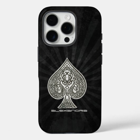 Retro artistieke Poker Ace van Schoppen gepersonal Case-Mate iPhone Case (Achterkant)