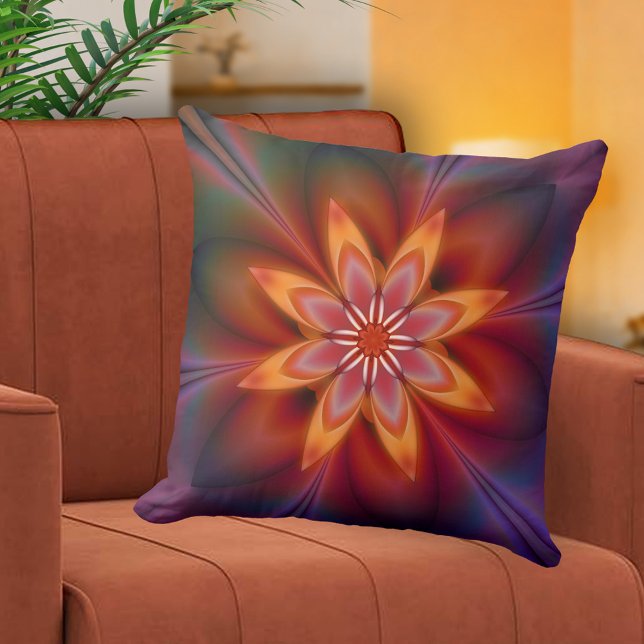 Retro Artistieke Ruimte Sterren Kussen (Artistic retro space star design pillow in warm and vibrant colors)