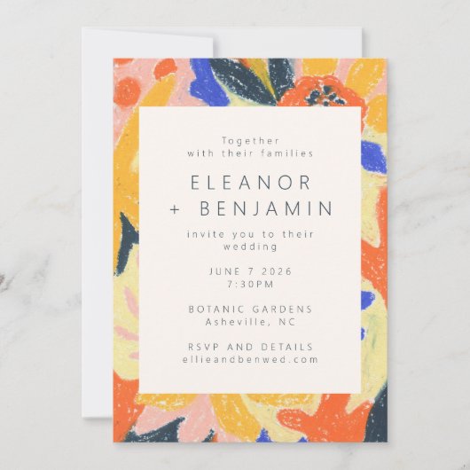 Retro Artsy Abstract Botanisch Fun Wedding Kaart (Voorkant)