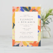 Retro Artsy Abstract Botanisch Fun Wedding Kaart (Staand voorkant)