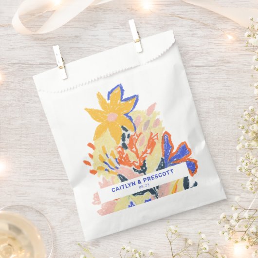 Retro Artsy Abstract Floral Wedding Custom Bedankzakje (Geknipt)