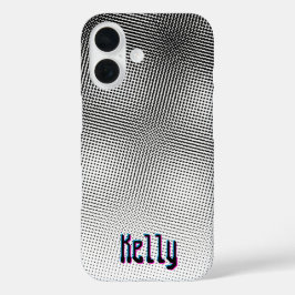 Retro Artsy Black en White Moiré 3D Movie iPhone 16 Hoesje