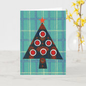 Retro Artsy- en kerstboomkaart Kaart (Gele Bloem)