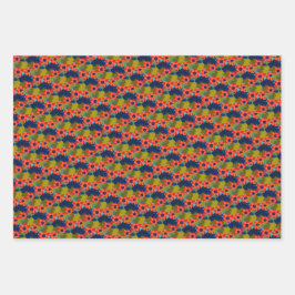 Retro Artsy Poinsettia Kerstmis Inpakpapier Vel