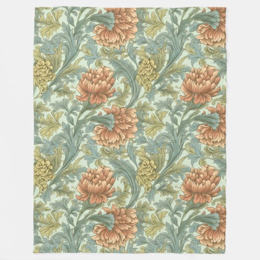 Retro artwork bloemen Trendy patroon voor mama Fleece Deken (Voorkant)