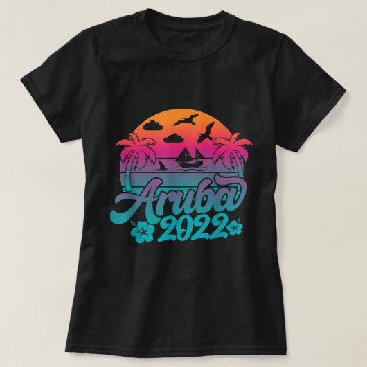 Retro Aruba Beach 2022 Aruba Family Vacation Aruba T-shirt (Design voorkant)