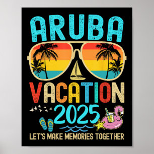 Retro Aruba Vakantie 2025 Matching Familie Vriende Poster