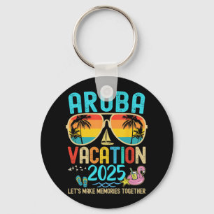 Retro Aruba Vakantie 2025 Matching Familie Vriende Sleutelhanger