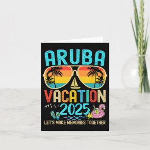 Retro Aruba Vakantie 2025 Overeenkomstige Familie  Kaart