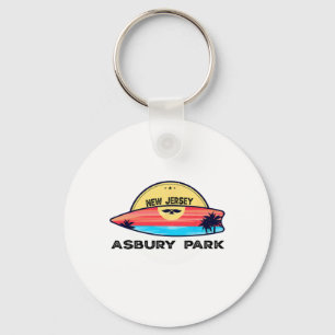 Retro Asbury Park Strand New Jersey Surfplank Stra Sleutelhanger
