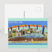 Retro Ashtabula Ohio Groet  Briefkaart (Voorkant / Achterkant)