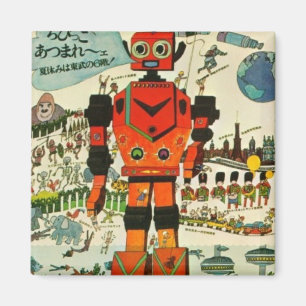 Retro Asian Robot Print Art Magneet