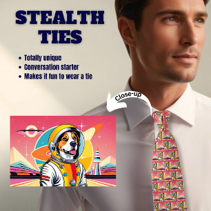 Retro Astro Beagle Roze Stealth Stropdas