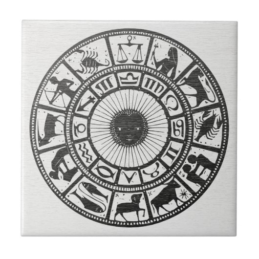 Retro Astrologie - Dierenriemwiel Tegeltje (Voorkant)