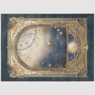 Retro Astrologische Hemelse Sterren Marine Decoupa Tissuepapier